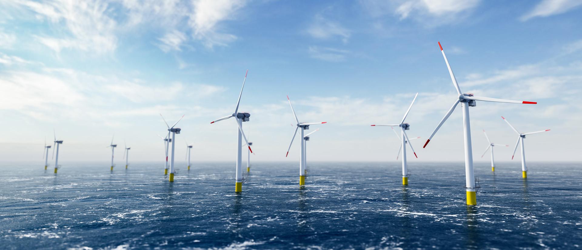 Das Bild zeigt einen Offshore-Park und steht symbolisch für neue Stahllösungen für die Zukunft
