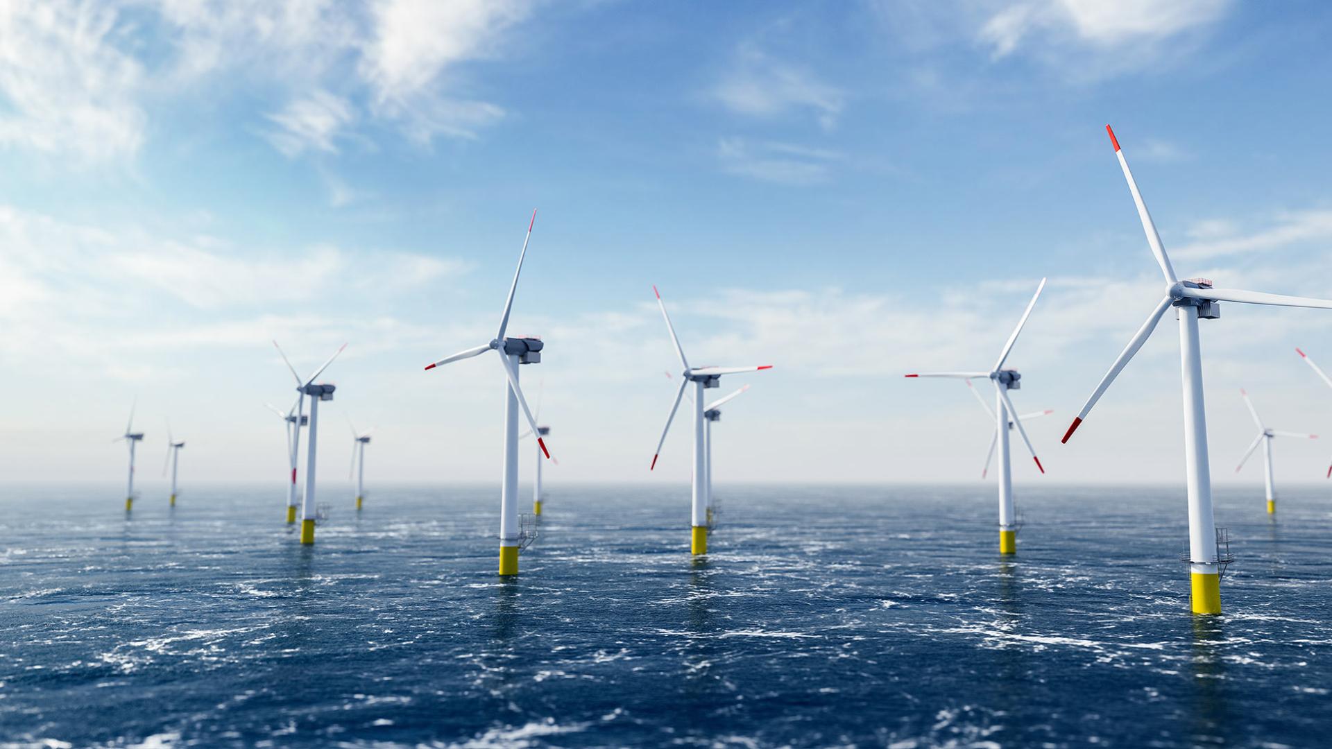 The picture shows an offshore park and symbolises new steel solutions for the future